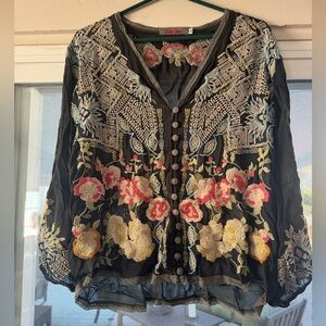 Johnny Was embroidered blouse.